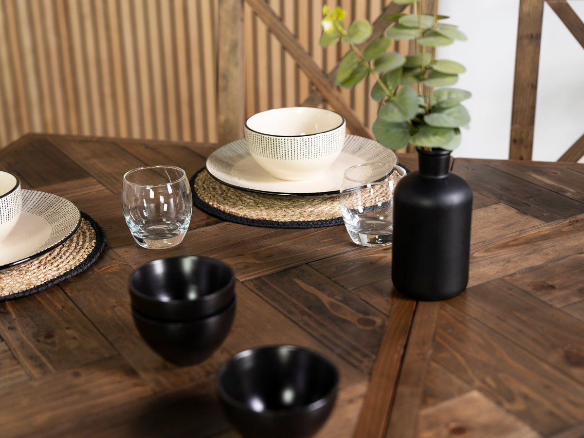 Tulsa Dark Cross Leg Extendable Dining Table (140cm - 180cm) & Tulsa Dark Cross Back Dining Chair