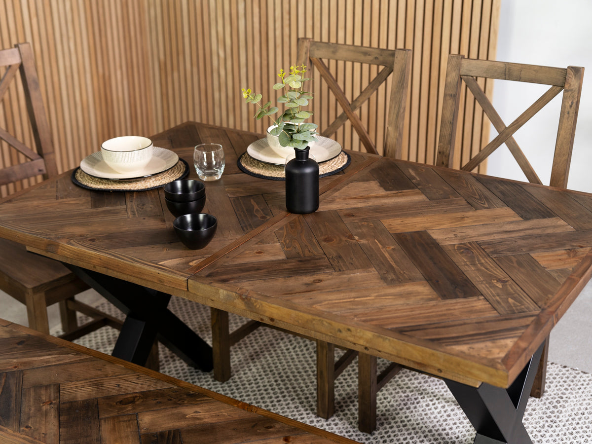 Tulsa Dark Cross Leg Extendable Dining Table (140cm - 180cm)