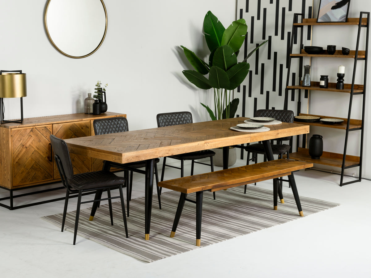 Mode 140-180cm Extendable Dining Table & Grey Houston Dining Chairs