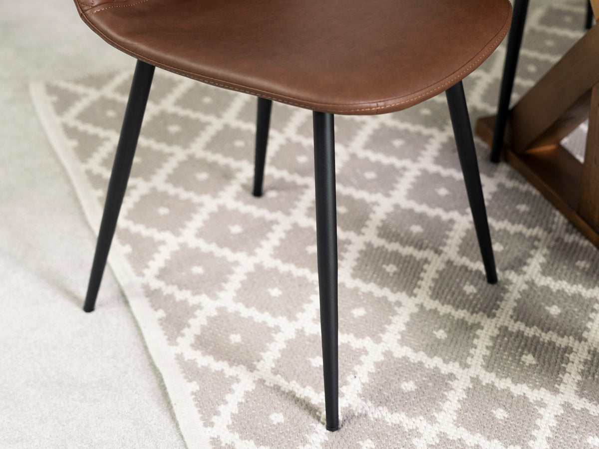 Brooklyn Light Extendable Cross Leg Dining Table (140cm - 180cm) & Tan Dallas Dining Chairs