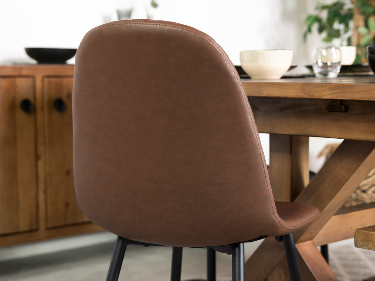 Brooklyn Light Extendable Cross Leg Dining Table (140cm - 180cm) & Tan Dallas Dining Chairs
