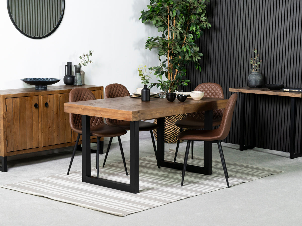 Brooklyn Extendable Dining Table (140cm - 180cm) & Brown Dallas Dining Chairs