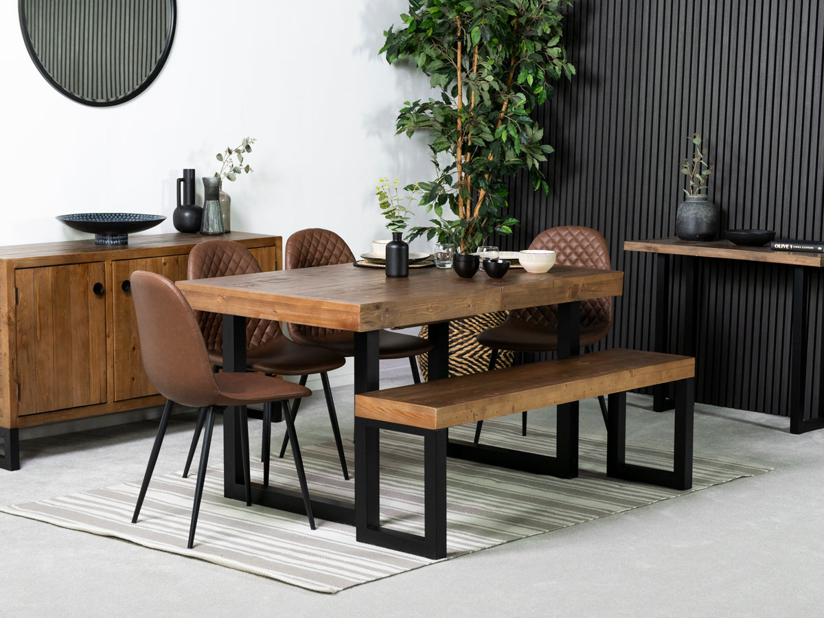 Brooklyn Extendable Dining Table (140cm - 180cm) & Brown Dallas Dining Chairs