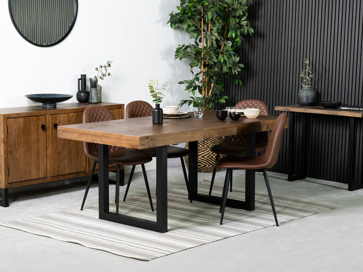 Brooklyn Extendable Dining Table (140cm - 180cm) & Brown Dallas Dining Chairs