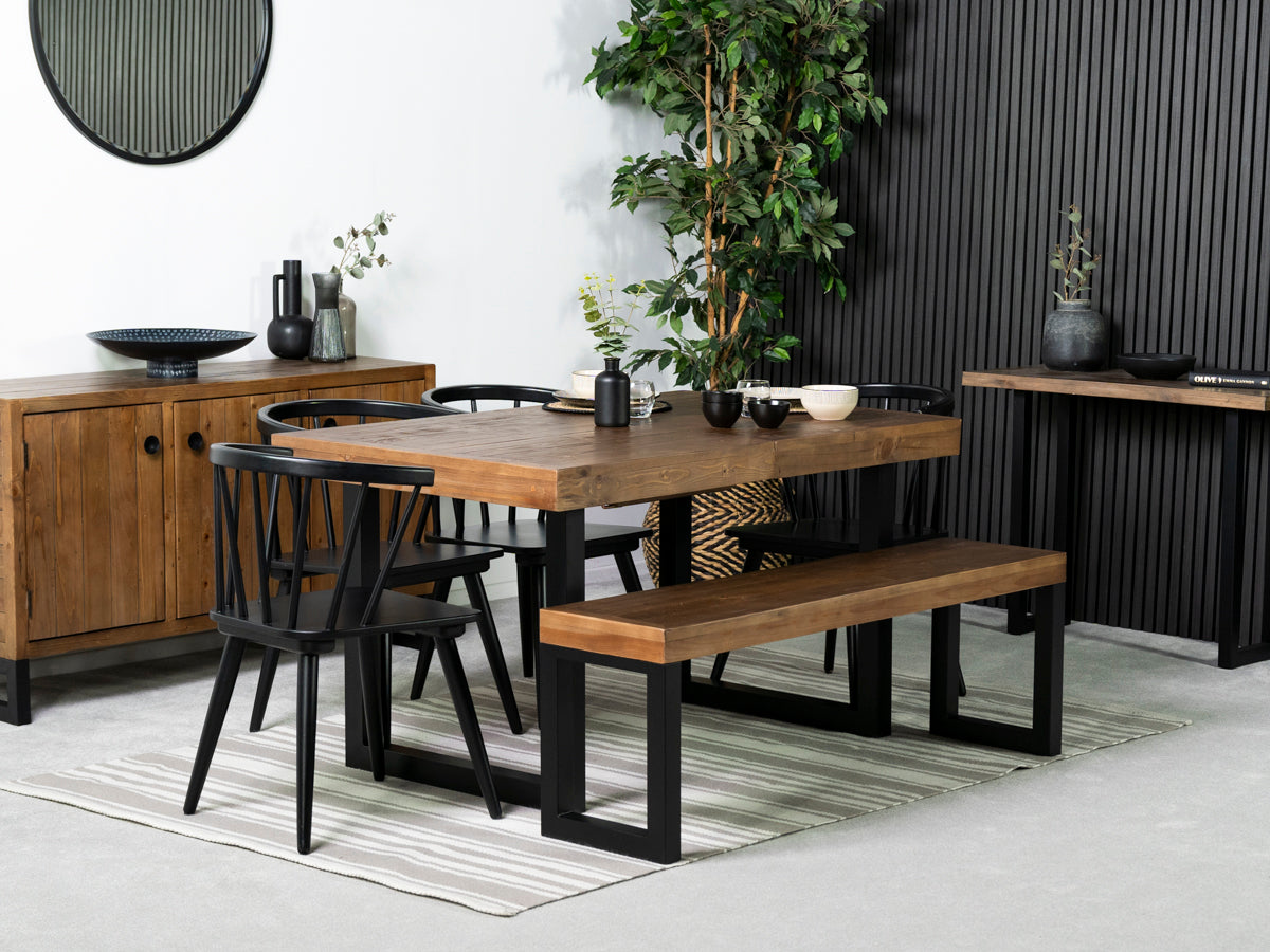 Brooklyn Extendable Dining Table (140cm - 180cm) & Black Bogart Dining Chairs
