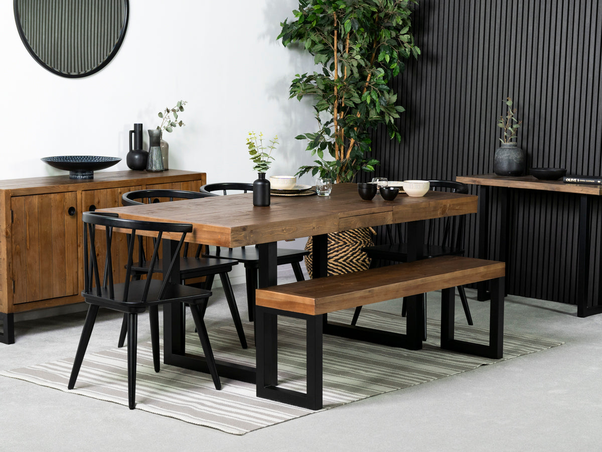 Brooklyn Extendable Dining Table (140cm - 180cm) & Black Bogart Dining Chairs