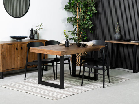 Brooklyn Extendable Dining Table (140cm - 180cm) & Black Gabo Dining Chairs