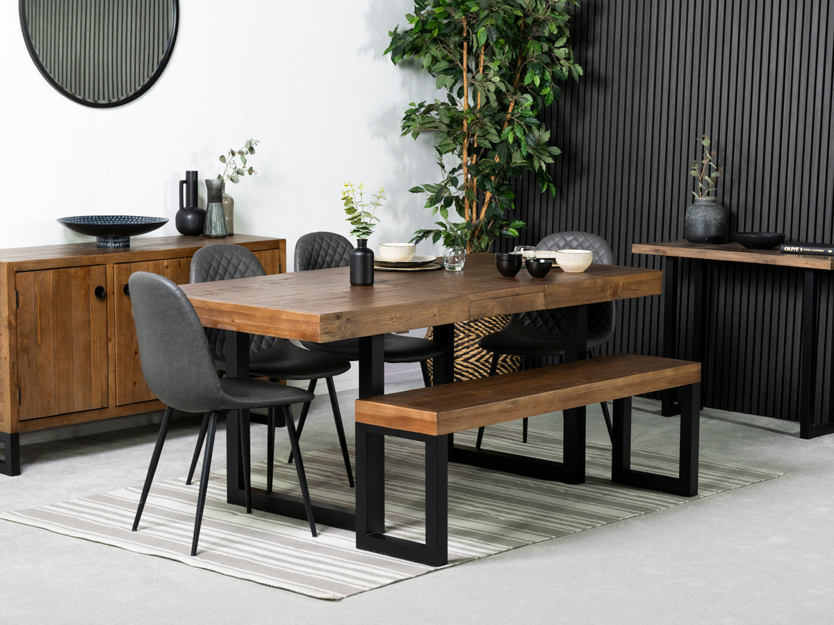 Brooklyn Extendable Dining Table (140cm - 180cm) & Grey Dallas Dining Chairs