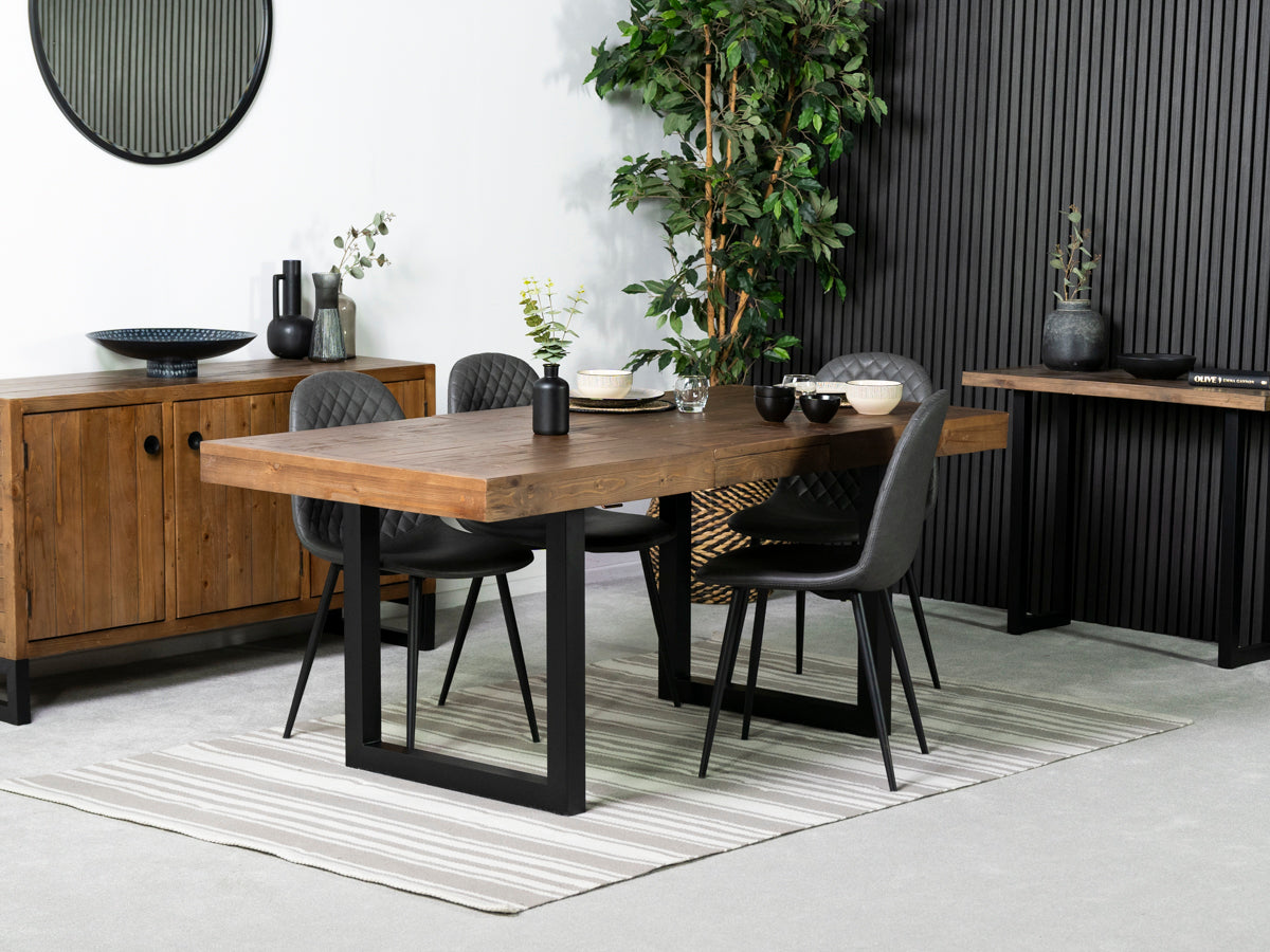 Brooklyn Extendable Dining Table (140cm - 180cm) & Grey Dallas Dining Chairs