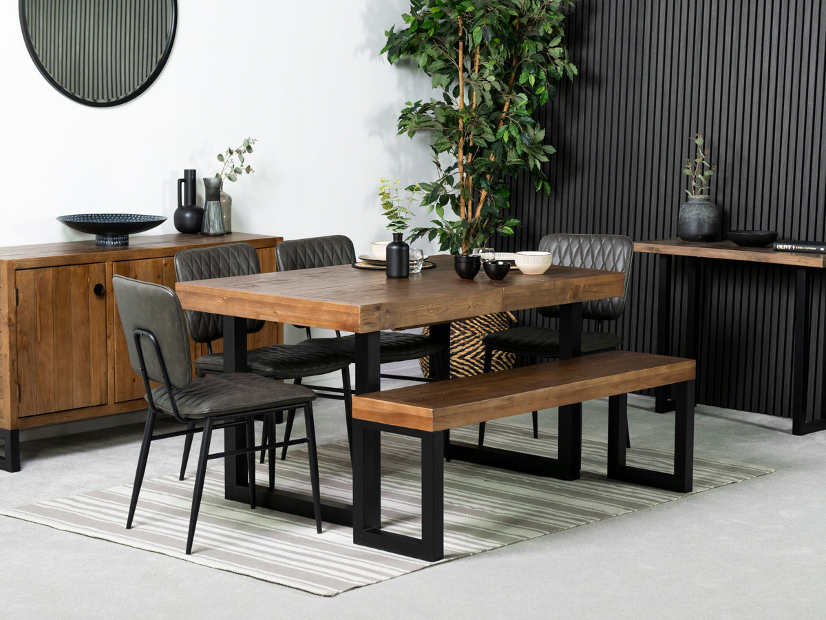Brooklyn Extendable Dining Table (140cm - 180cm) & Grey Houston Dining Chairs