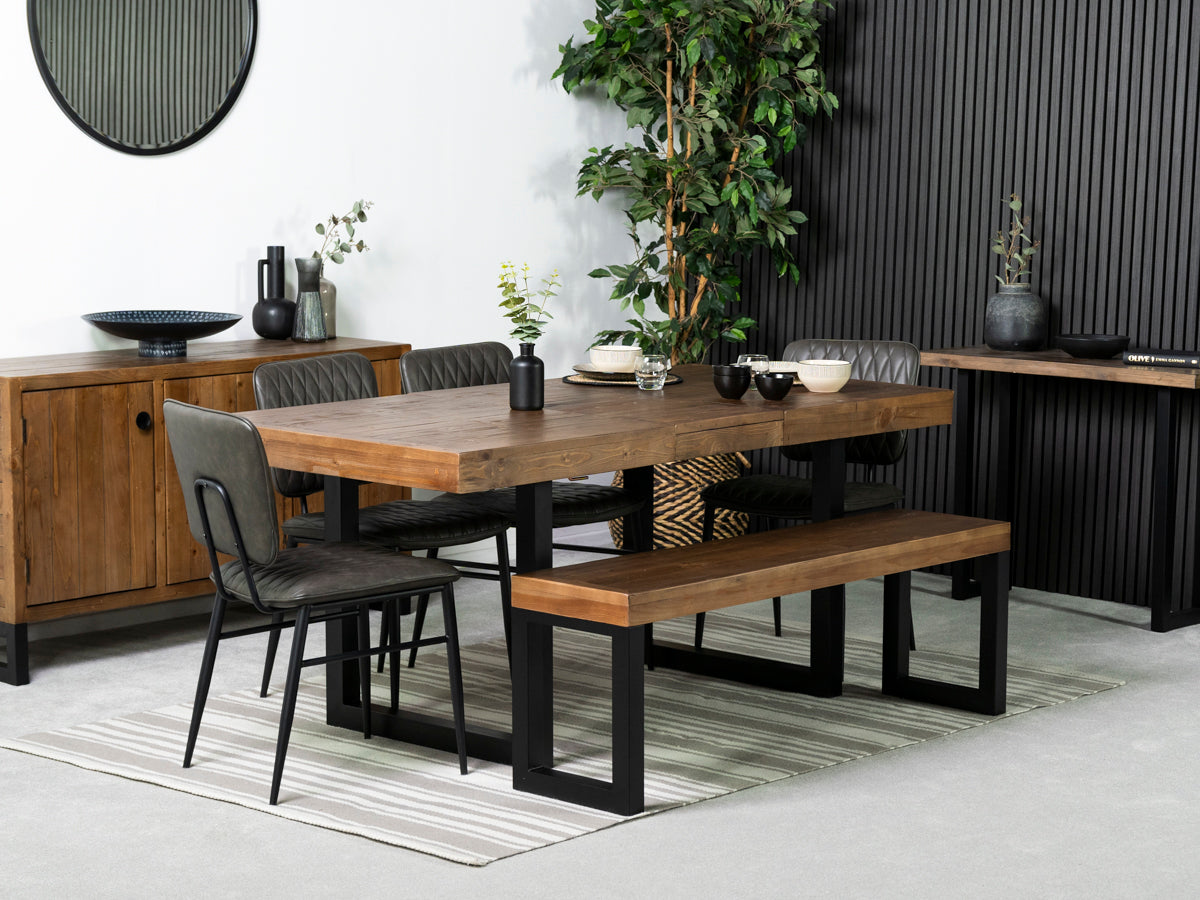 Brooklyn Extendable Dining Table (140cm - 180cm) & Grey Houston Dining Chairs