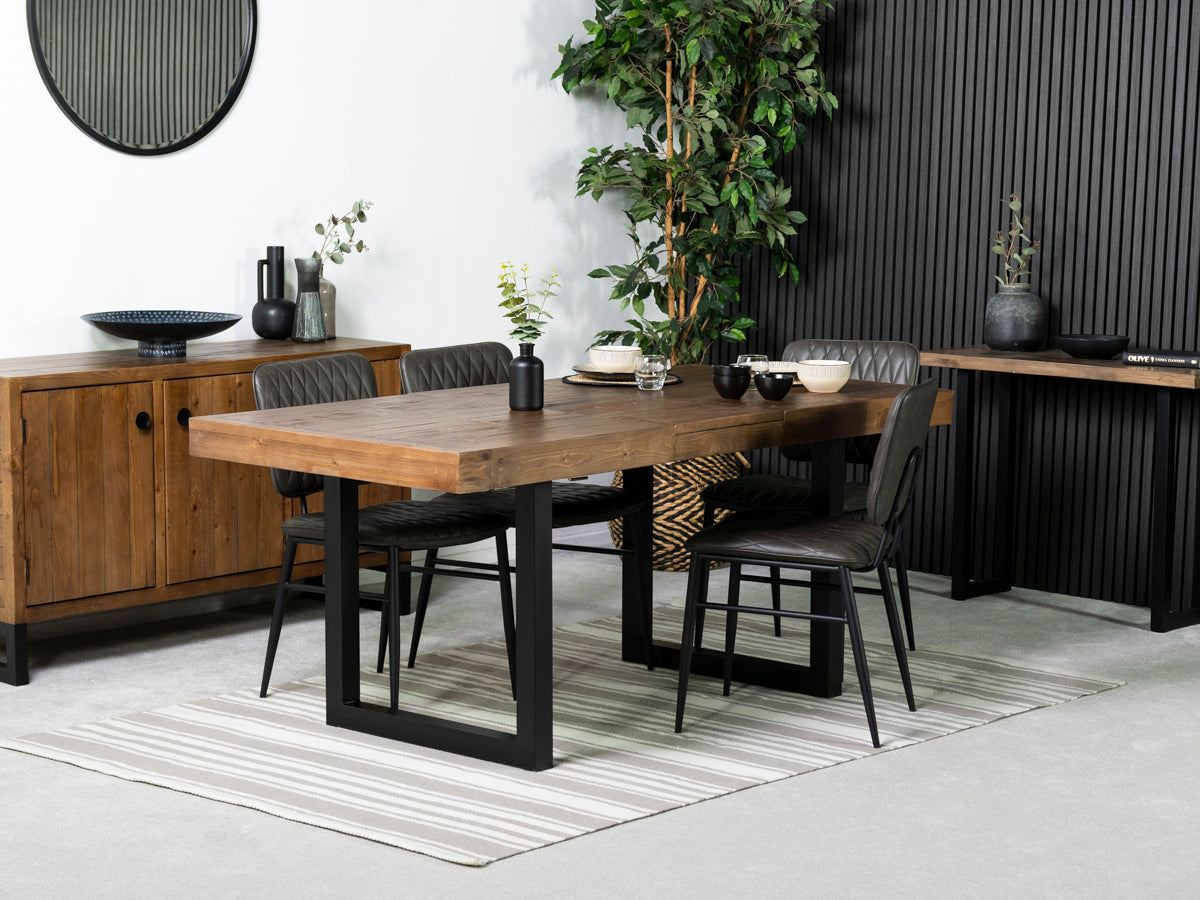 Brooklyn Extendable Dining Table (140cm - 180cm) & Grey Houston Dining Chairs