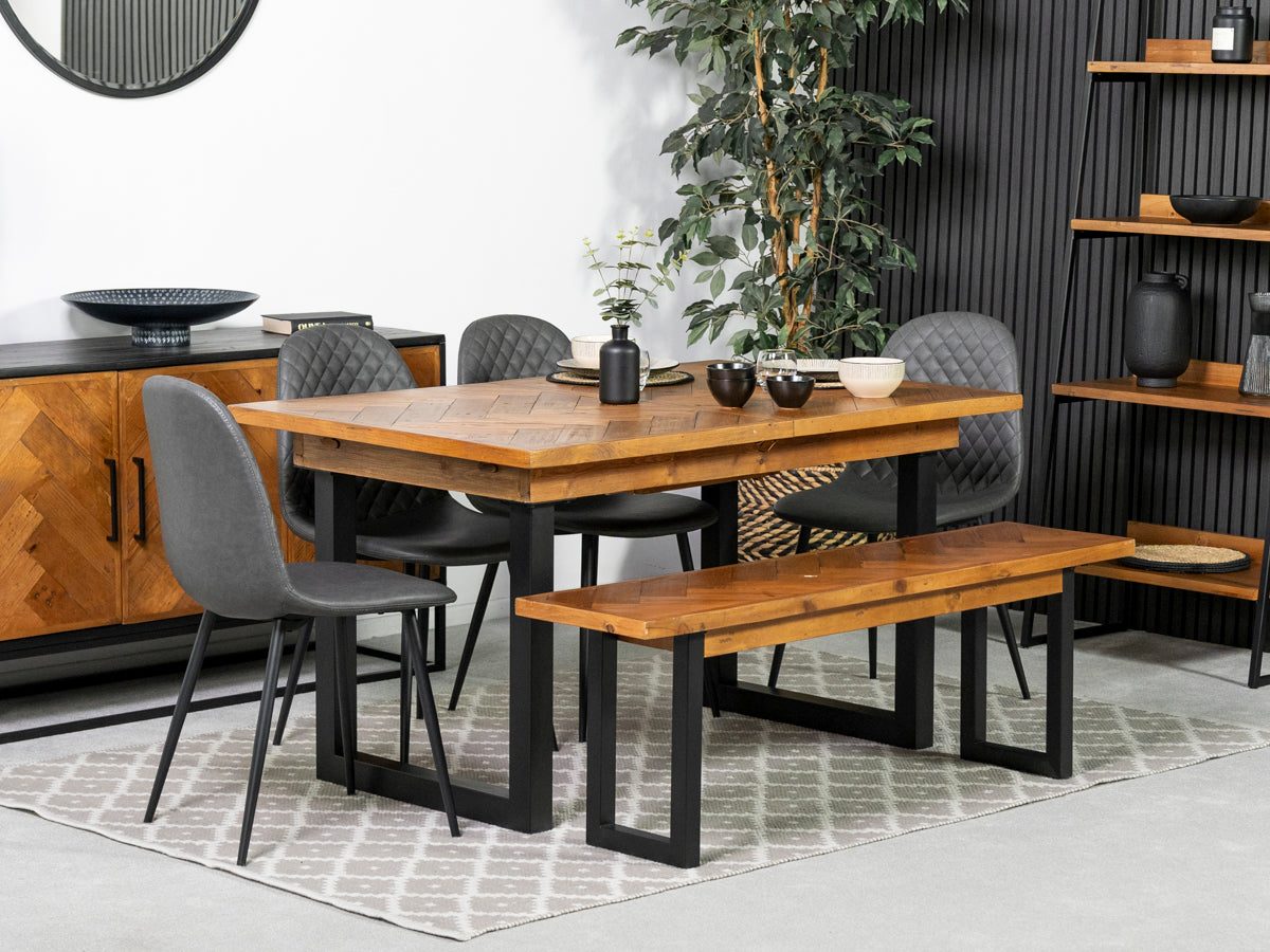 Tulsa Extendable Dining Table (140cm - 180cm) & Grey Dallas Dining Chairs