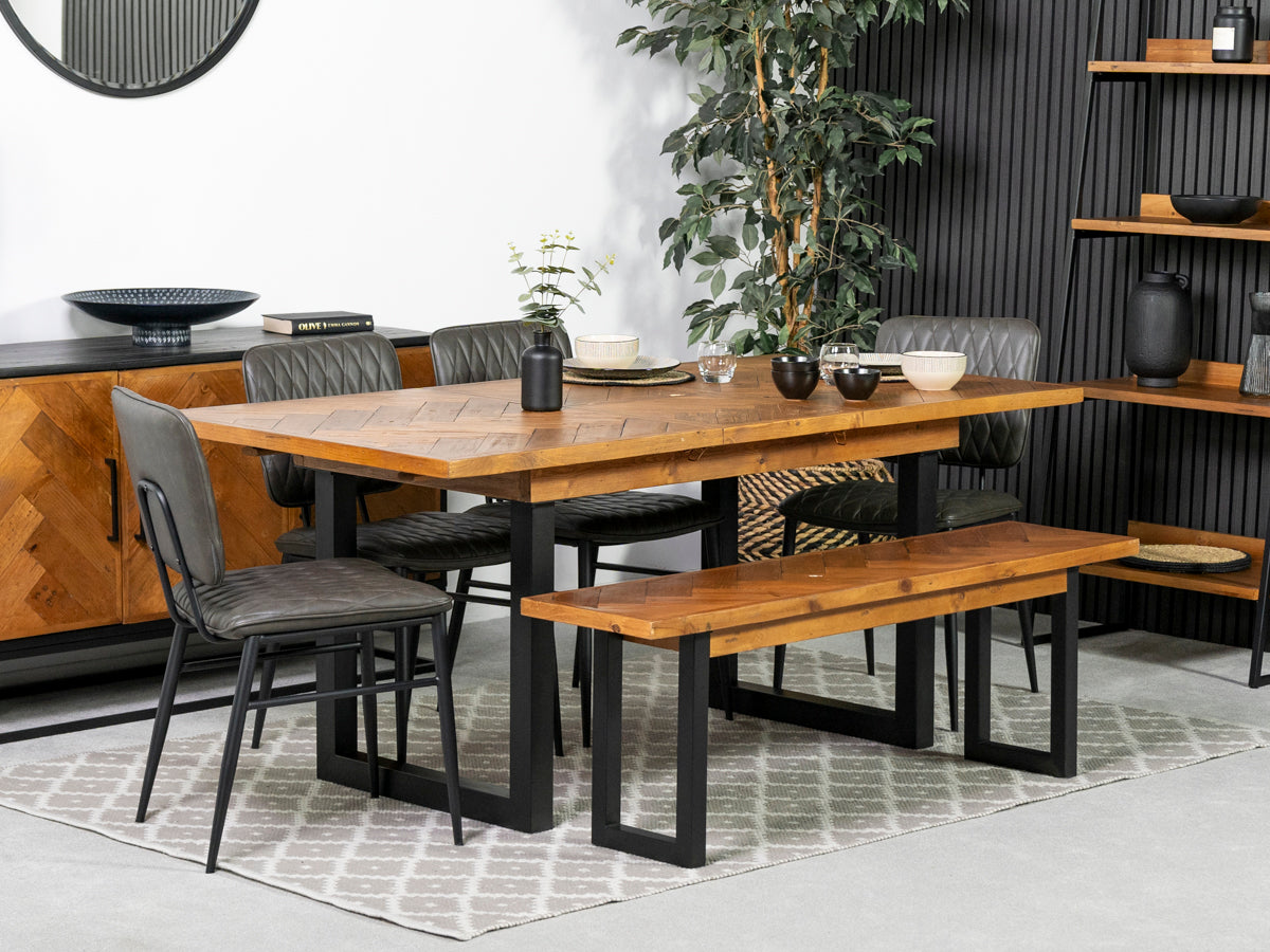 Tulsa Extendable Dining Table (140cm - 180cm) & Grey Houston Dining Chairs