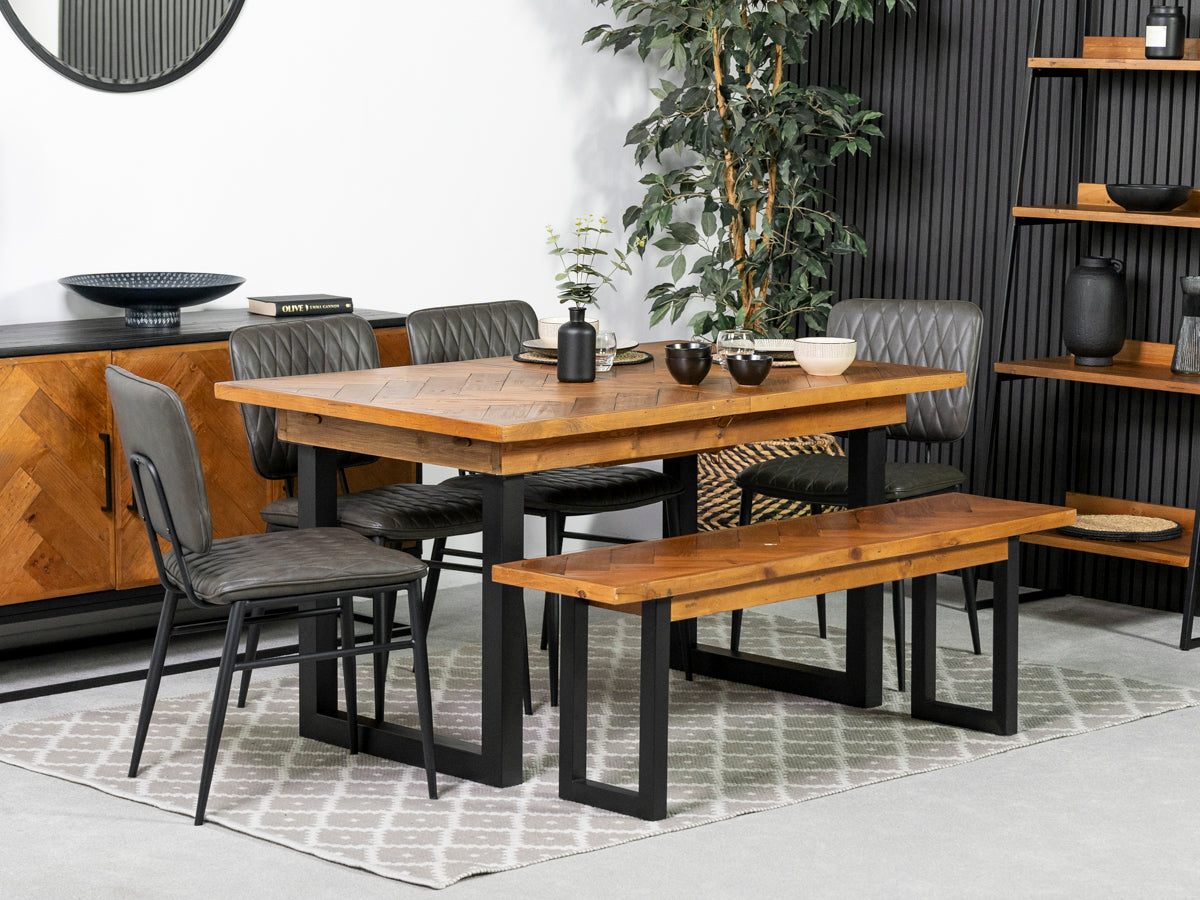 Tulsa Extendable Dining Table (140cm - 180cm) & Grey Houston Dining Chairs