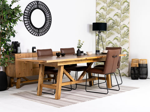 Como Extendable Dining Table (180cm - 240cm) & Grainger Brown Dining Chairs