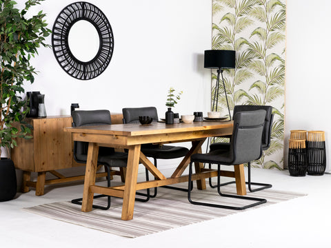 Como Extendable Dining Table (140cm - 180cm) & Grey Auburn Dining Chairs