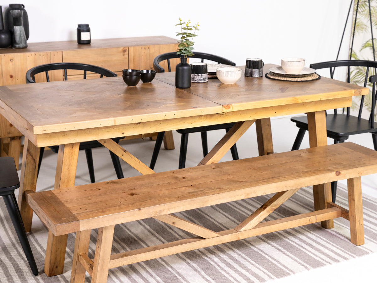 Como Extendable Dining Table (140cm - 180cm) & Como Cross Back Dining Chairs