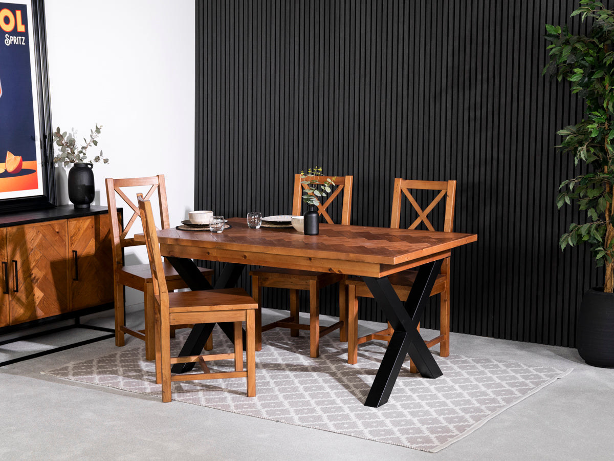 Tulsa Fixed Top Cross Leg Dining Table