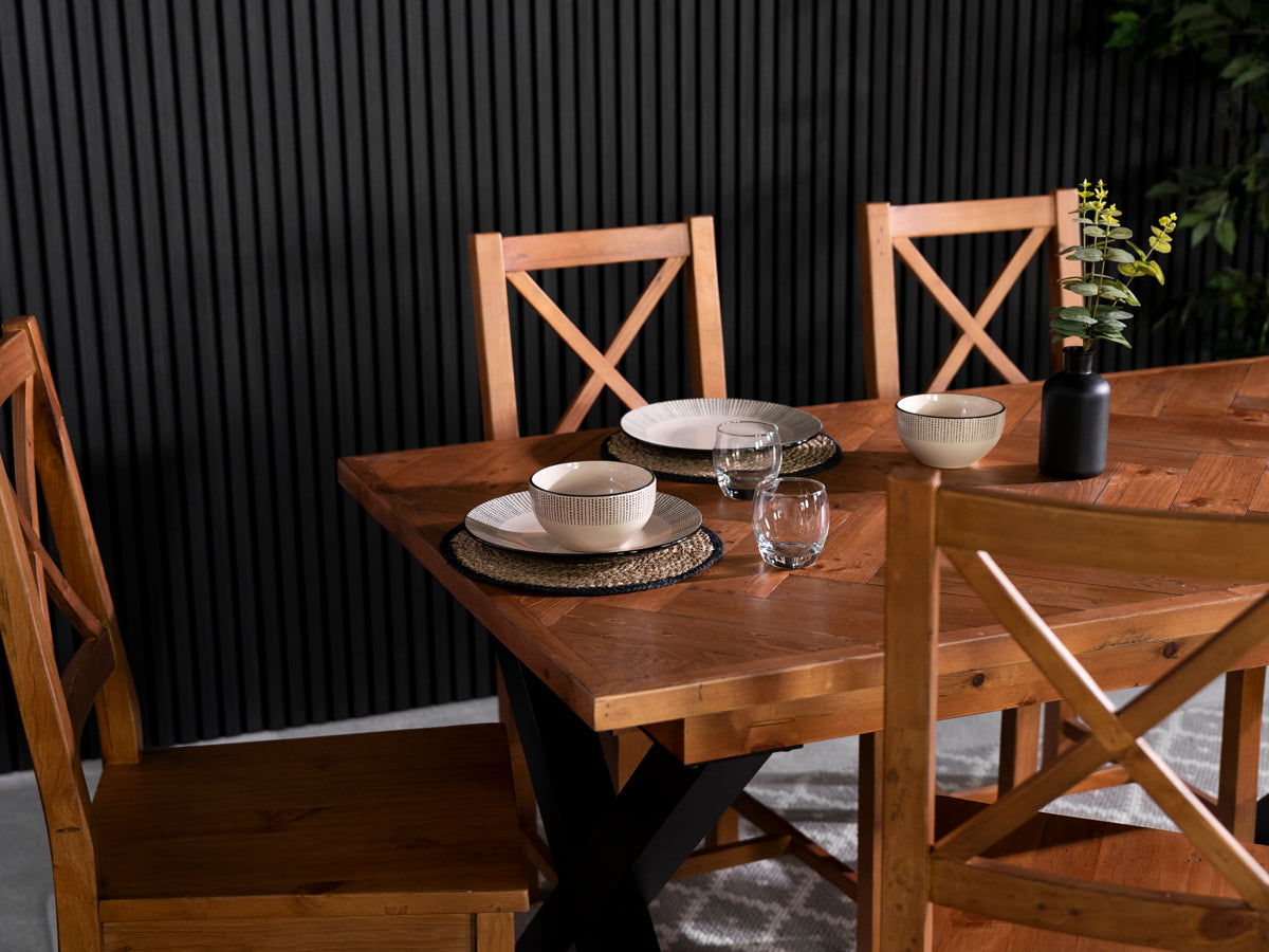 Tulsa Fixed Top Cross Leg Dining Table