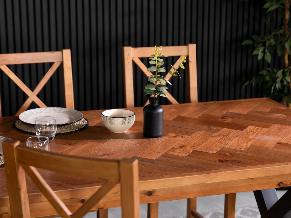 Tulsa Fixed Top Cross Leg Dining Table