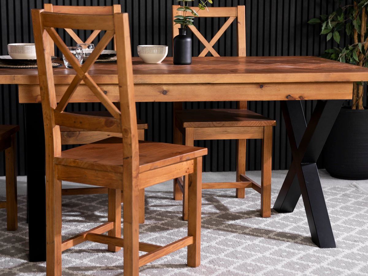 Tulsa Fixed Top Cross Leg Dining Table