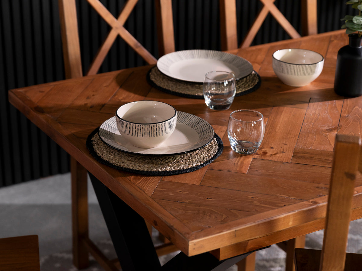 Tulsa Fixed Top Cross Leg Dining Table