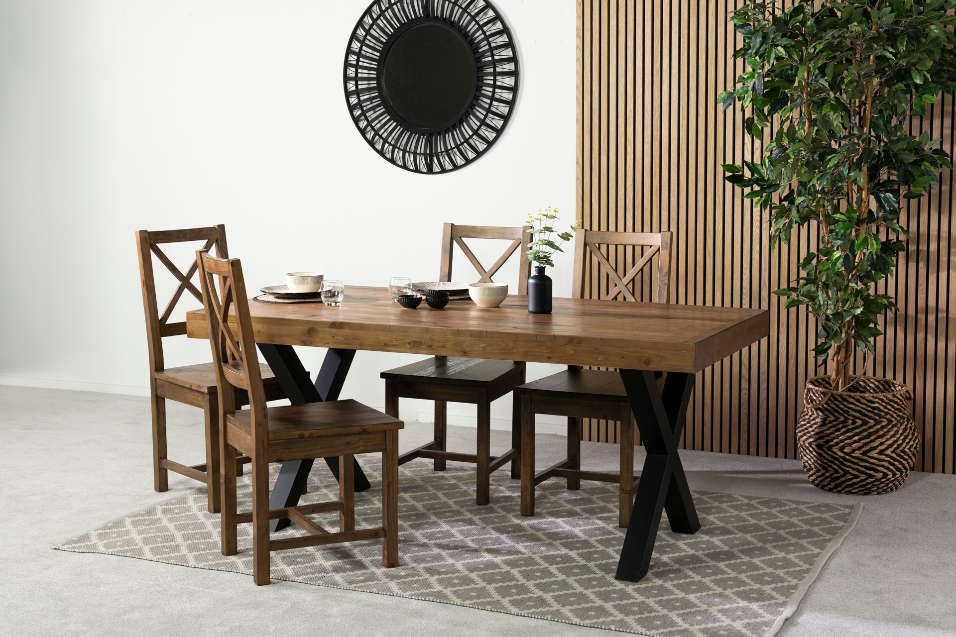 Brooklyn 180cm Fixed Top Cross Leg Dining Table