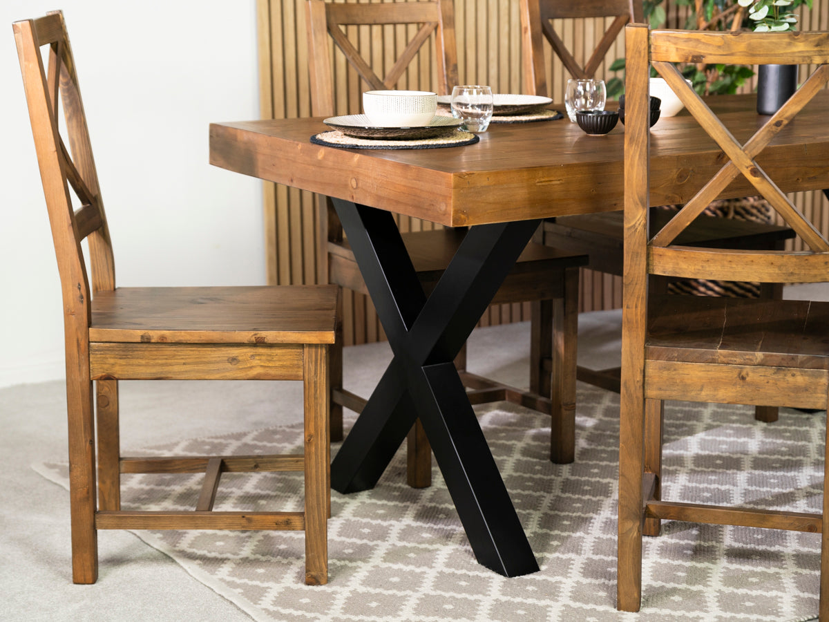 Brooklyn 180cm Fixed Top Cross Leg Dining Table