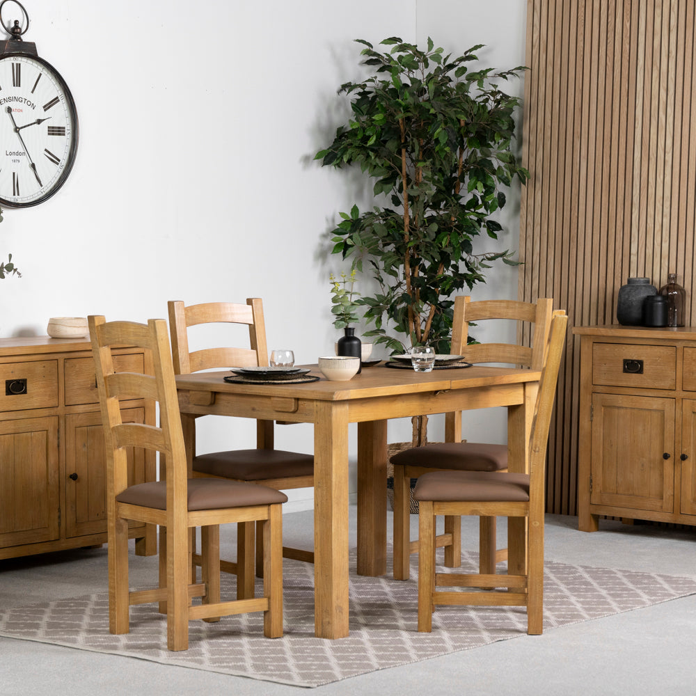 St Ives Light Extendable Dining Table (120cm - 165cm) & St Ives Light Dining Chairs