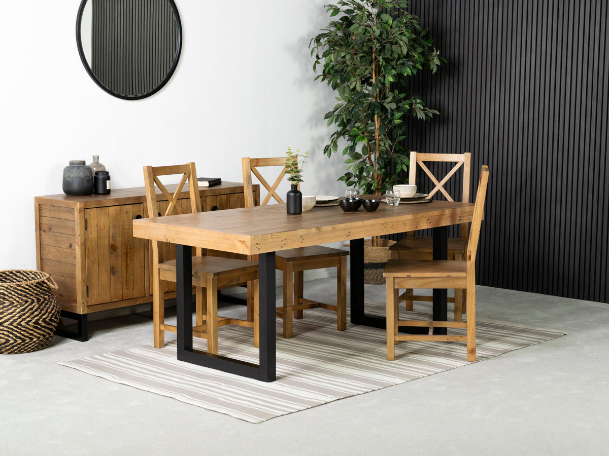 Brooklyn Light 180cm Fixed Top Dining Table & Brooklyn Cross Back Chairs