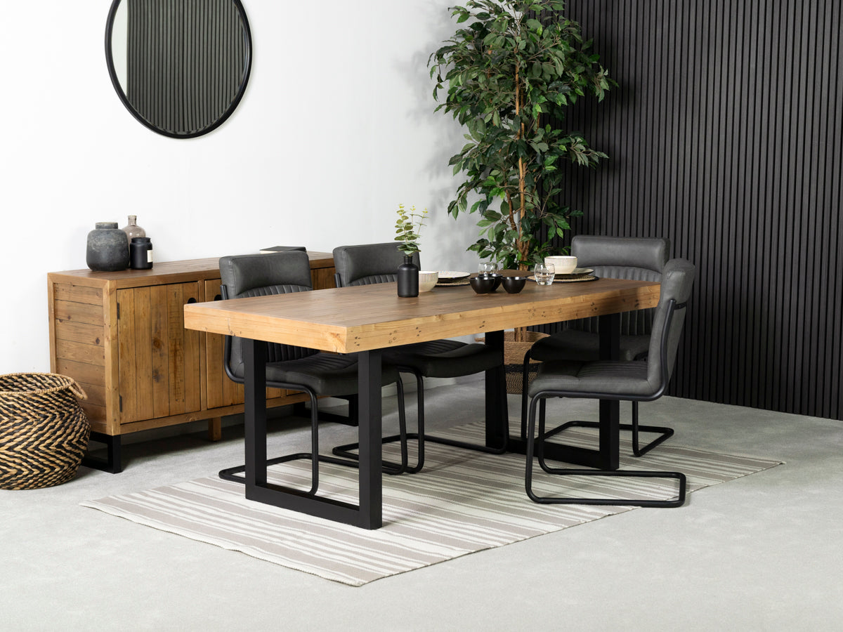 Brooklyn Light 180cm Fixed Top Dining Table & Grey Auburn Dining Chairs