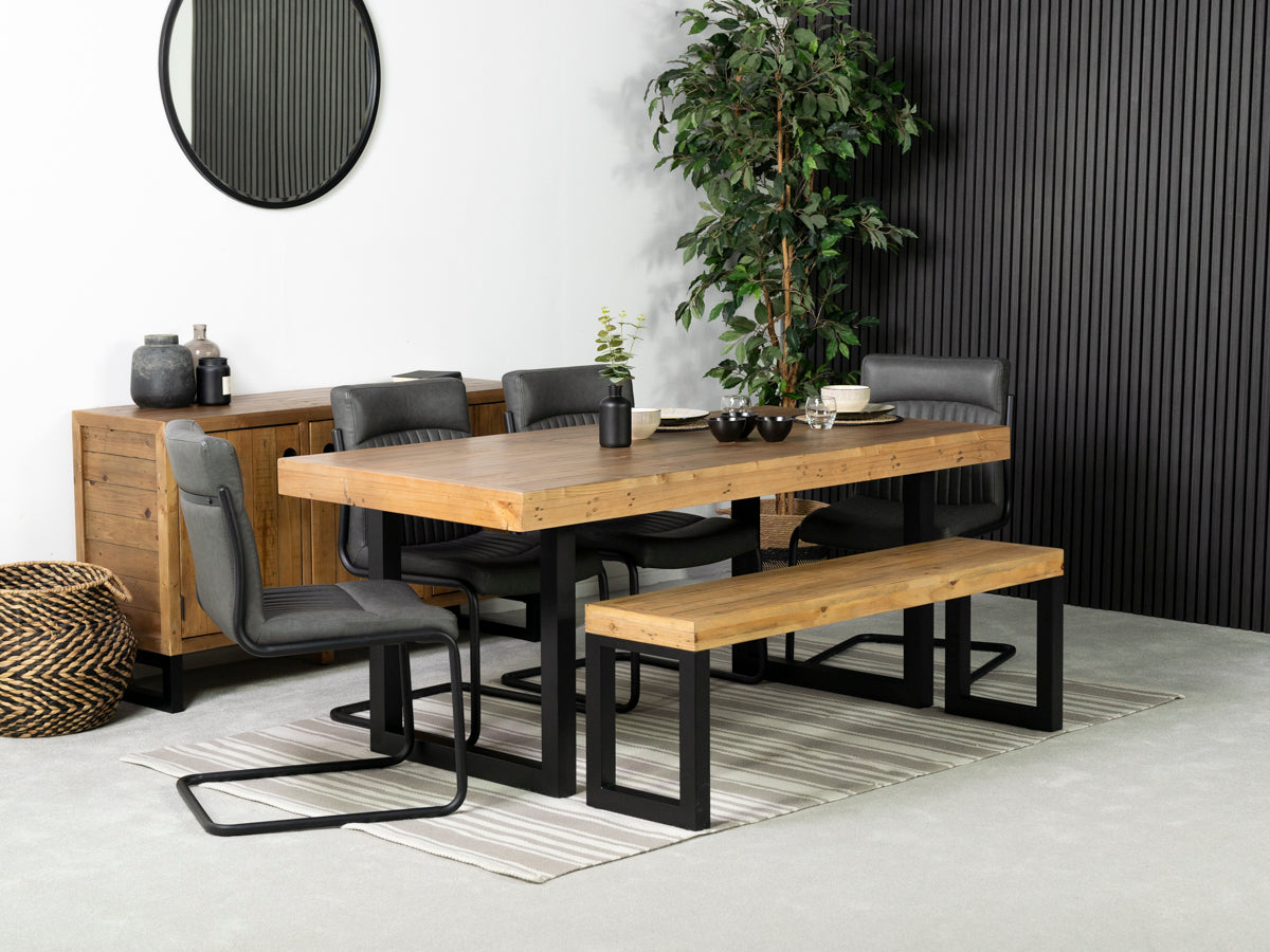 Brooklyn Light 180cm Fixed Top Dining Table & Grey Auburn Dining Chairs