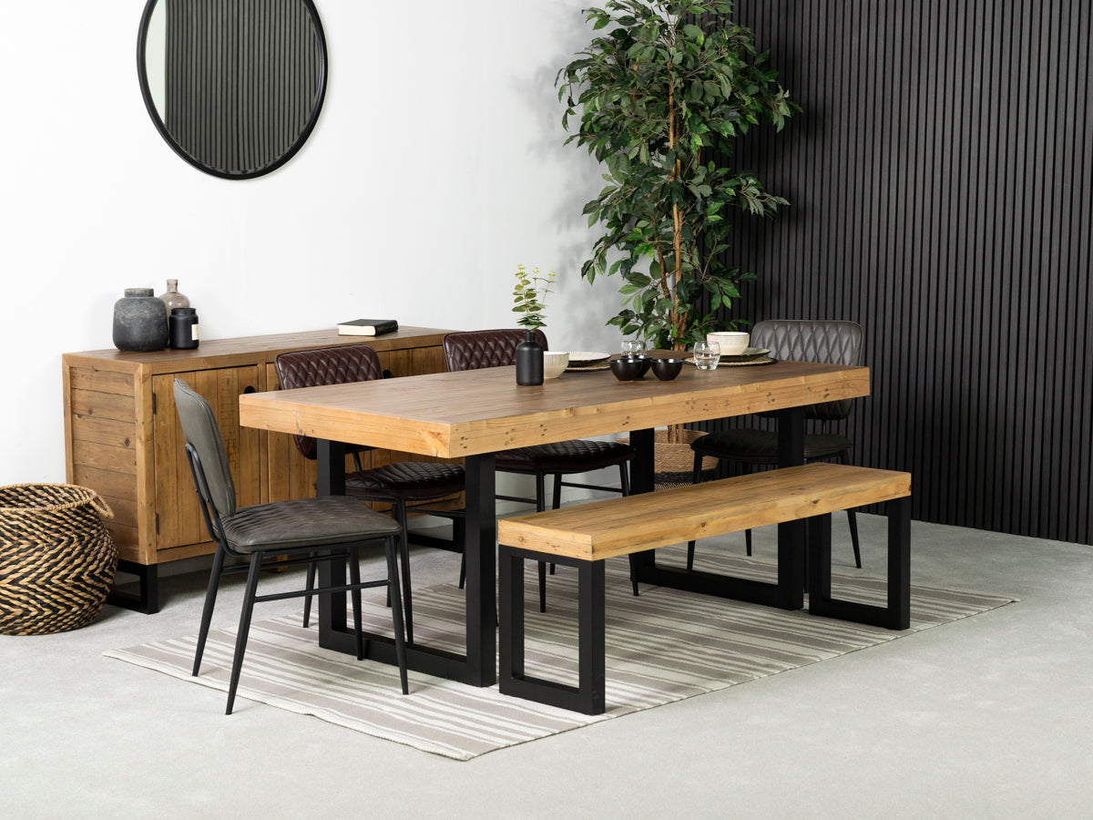 Brooklyn Light 180cm Fixed Top Dining Table & Grey Houston Dining Chairs