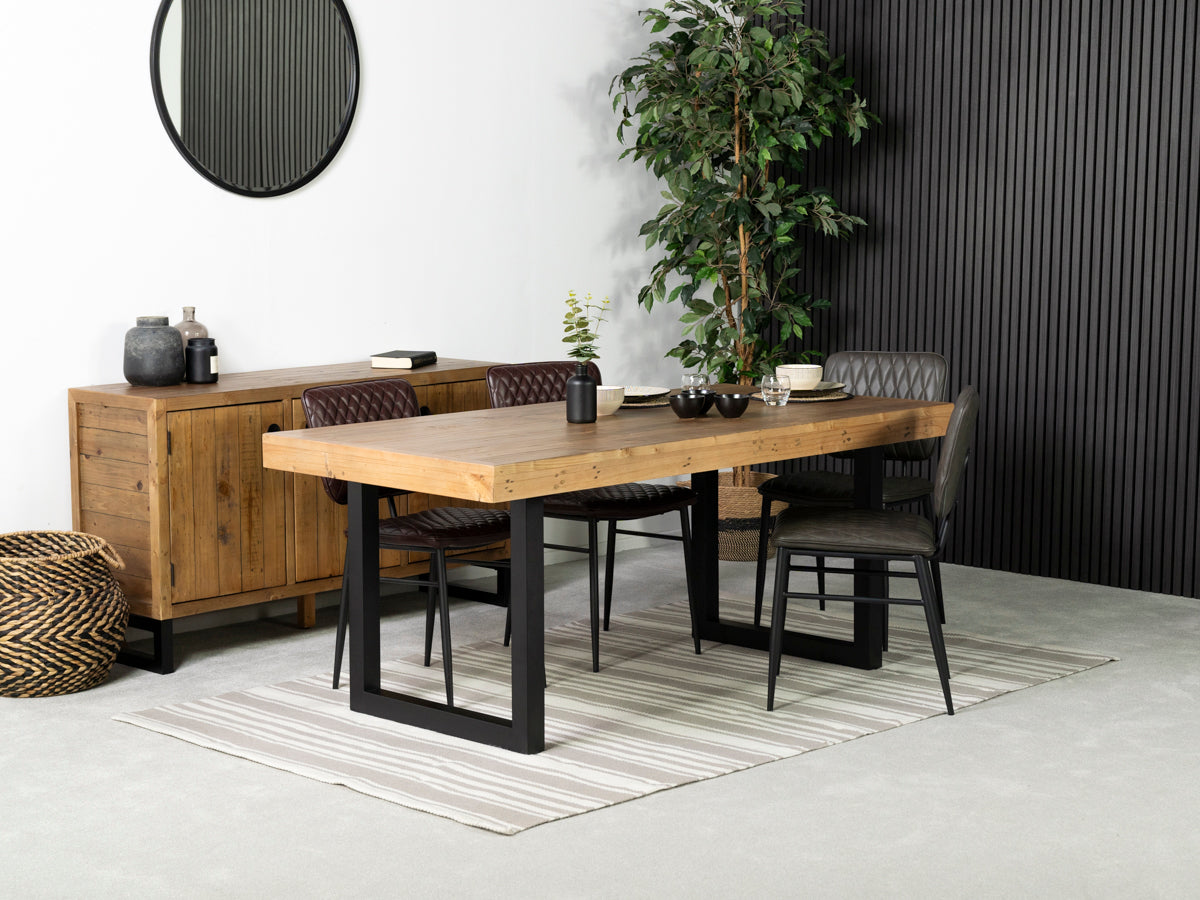 Brooklyn Light 180cm Fixed Top Dining Table & Grey Houston Dining Chairs