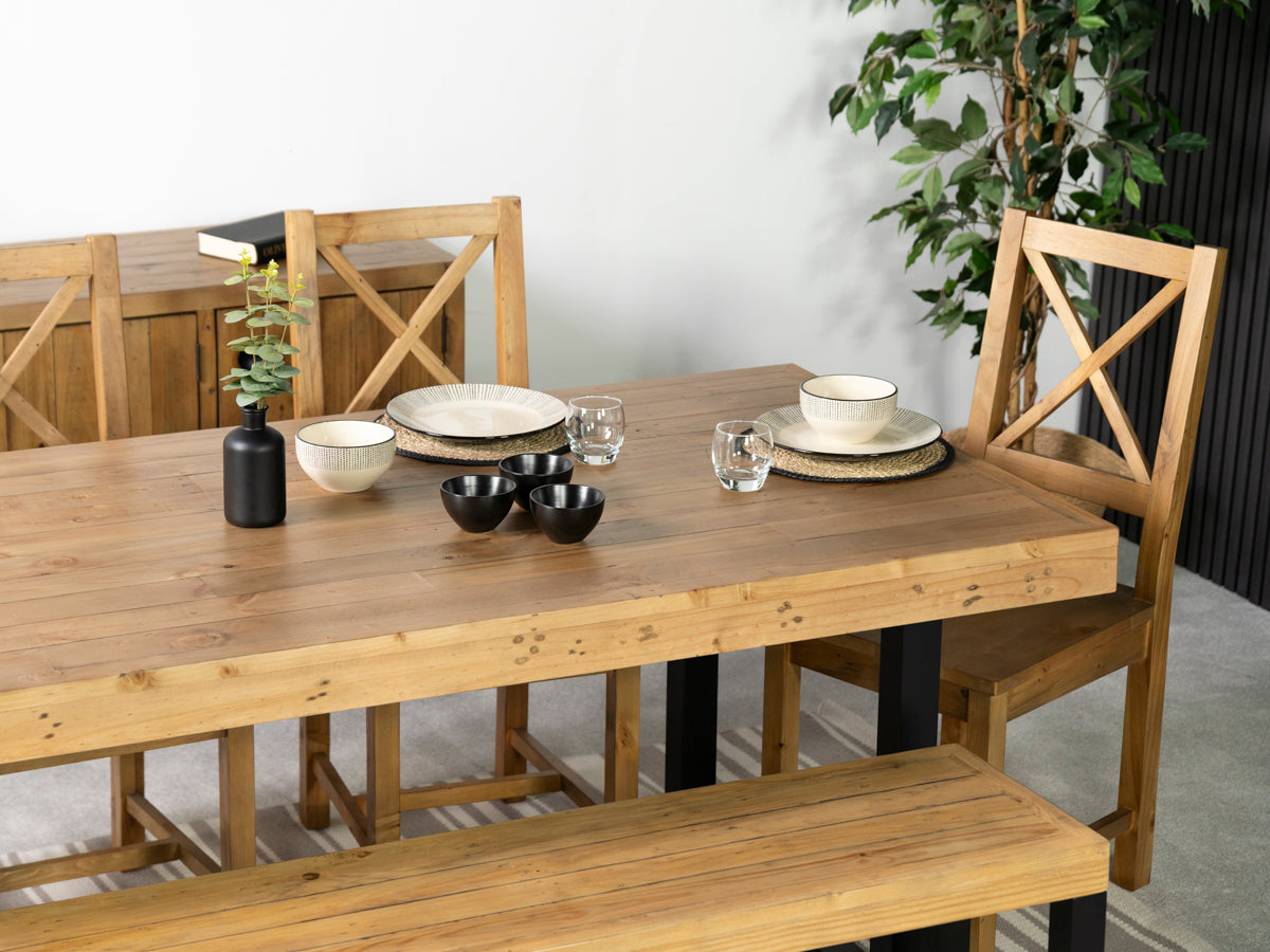 Brooklyn Light 180cm Fixed Top Dining Table & Brooklyn Cross Back Chairs