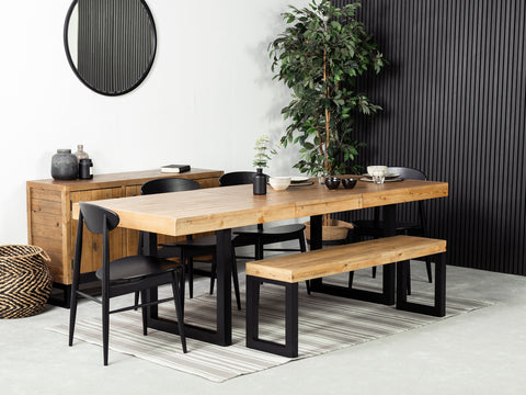 Brooklyn Light Extendable Dining Table (180cm - 240cm) & Gabo Black Dining Chair