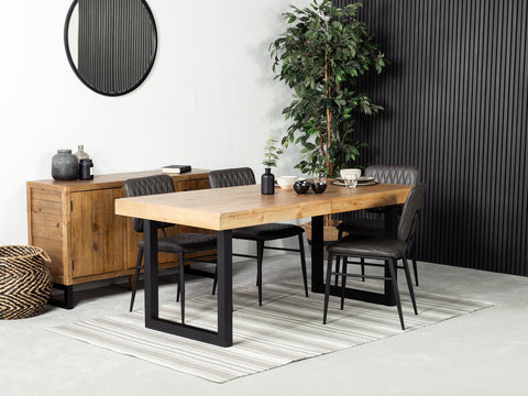 Brooklyn Light Extendable Dining Table (180cm - 240cm) & Houston Grey Dining Chair