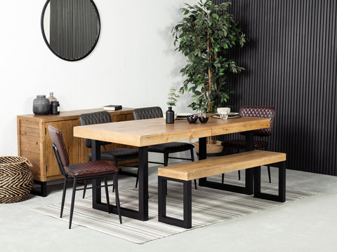 Brooklyn Light Extendable Dining Table (180cm - 240cm) & Houston Brown Dining Chair