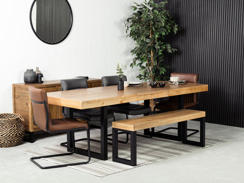 Brooklyn Light Extendable Dining Table (180cm - 240cm) & Auburn Brown Dining Chair
