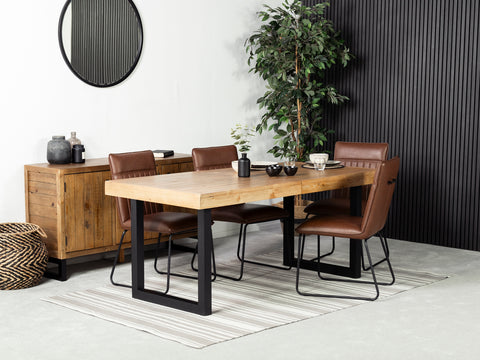 Brooklyn Light Extendable Dining Table (180cm - 240cm) & Grainger Brown Dining Chair