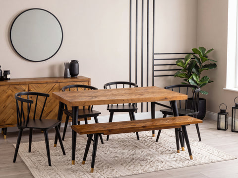 Mode Fixed Top Dining Table (180cm) & Black Bogart Dining Chairs