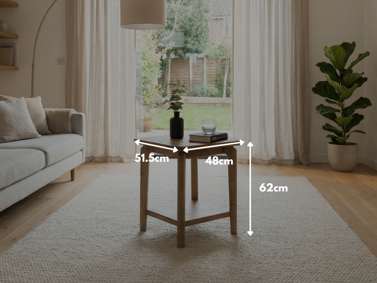 Scandi Lamp table With Shelf