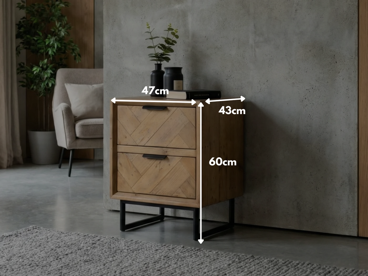 Sydney 2 Drawer Bedside Table