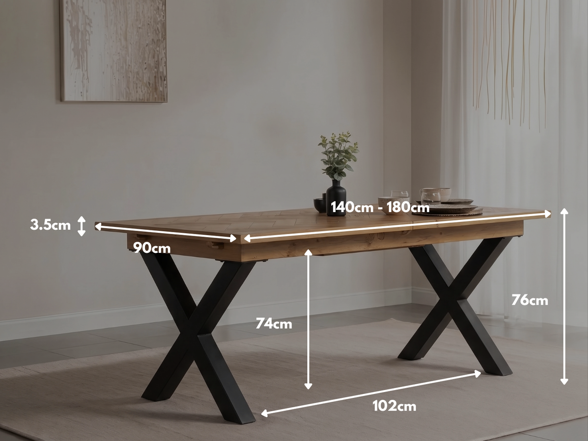 Tulsa Cross Leg Extendable Dining Table (140cm - 180cm)