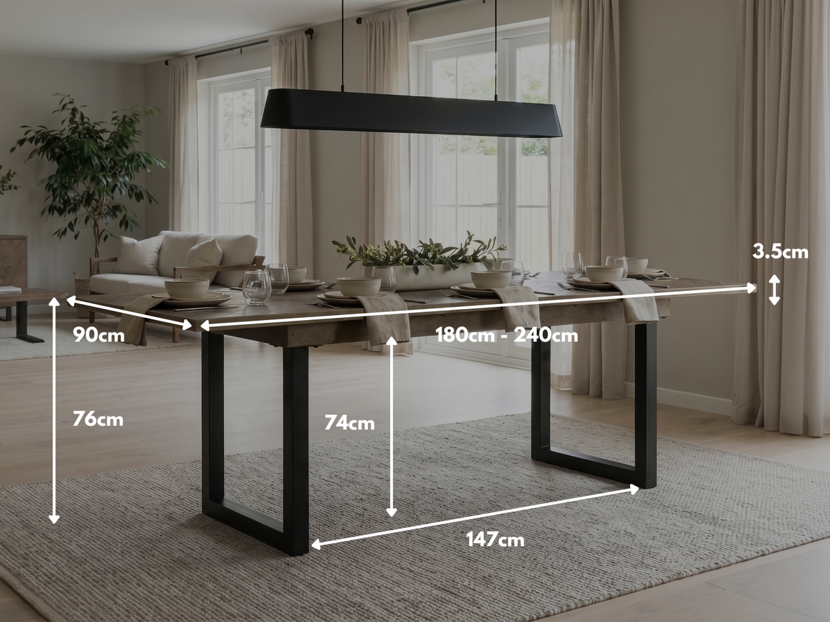 Tulsa Dark Extendable Dining Table (180cm - 240cm)