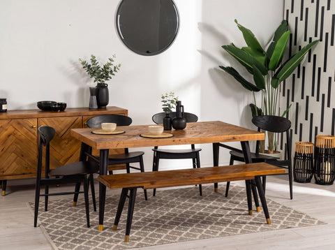 Mode Fixed Top Dining Table (180cm) & Black Gabo Dining Chairs