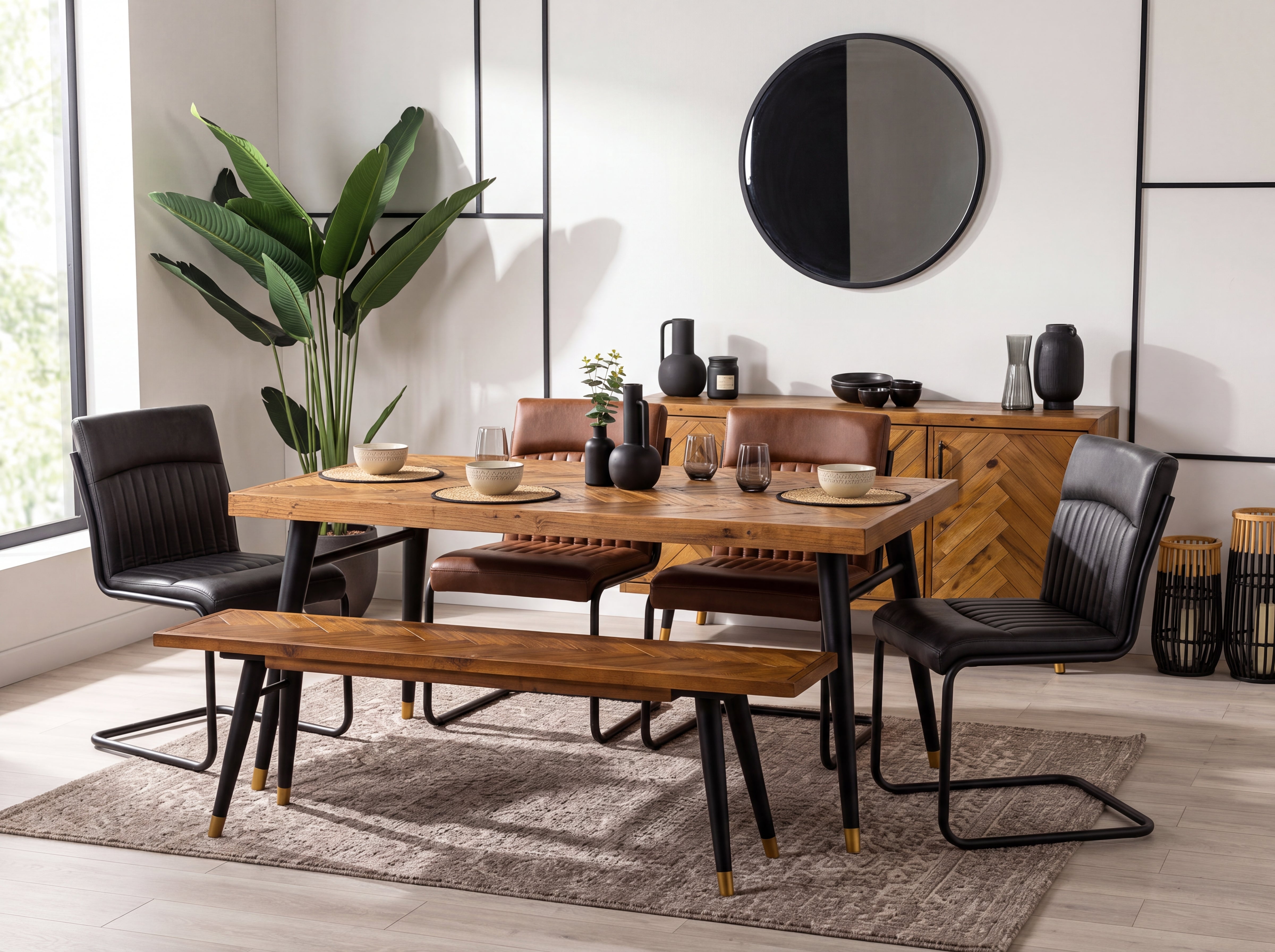 Mode Fixed Top Dining Table (180cm) & Grey Auburn Dining Chairs