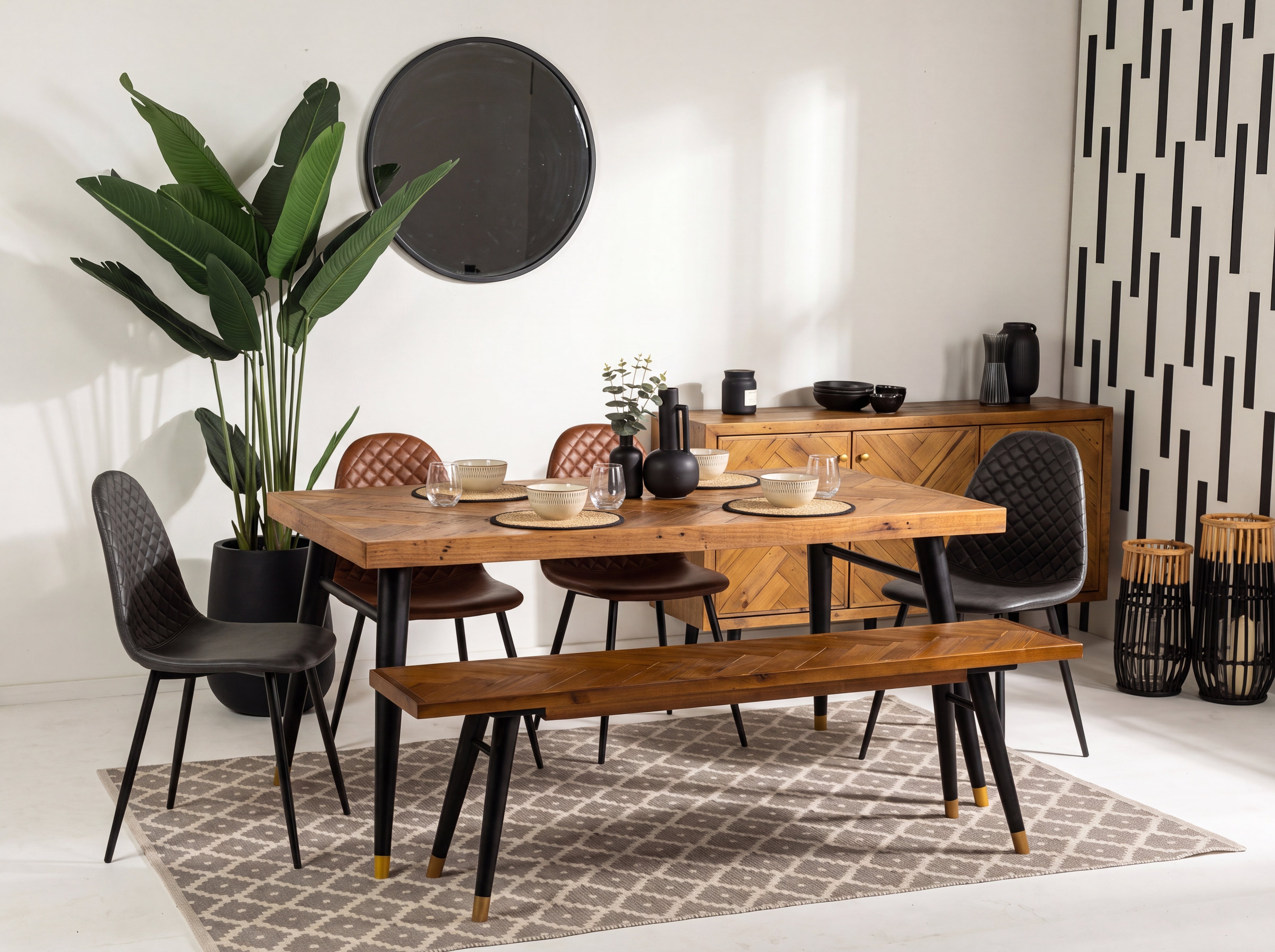 Mode Fixed Top Dining Table (180cm) & Brown Dallas Dining Chairs
