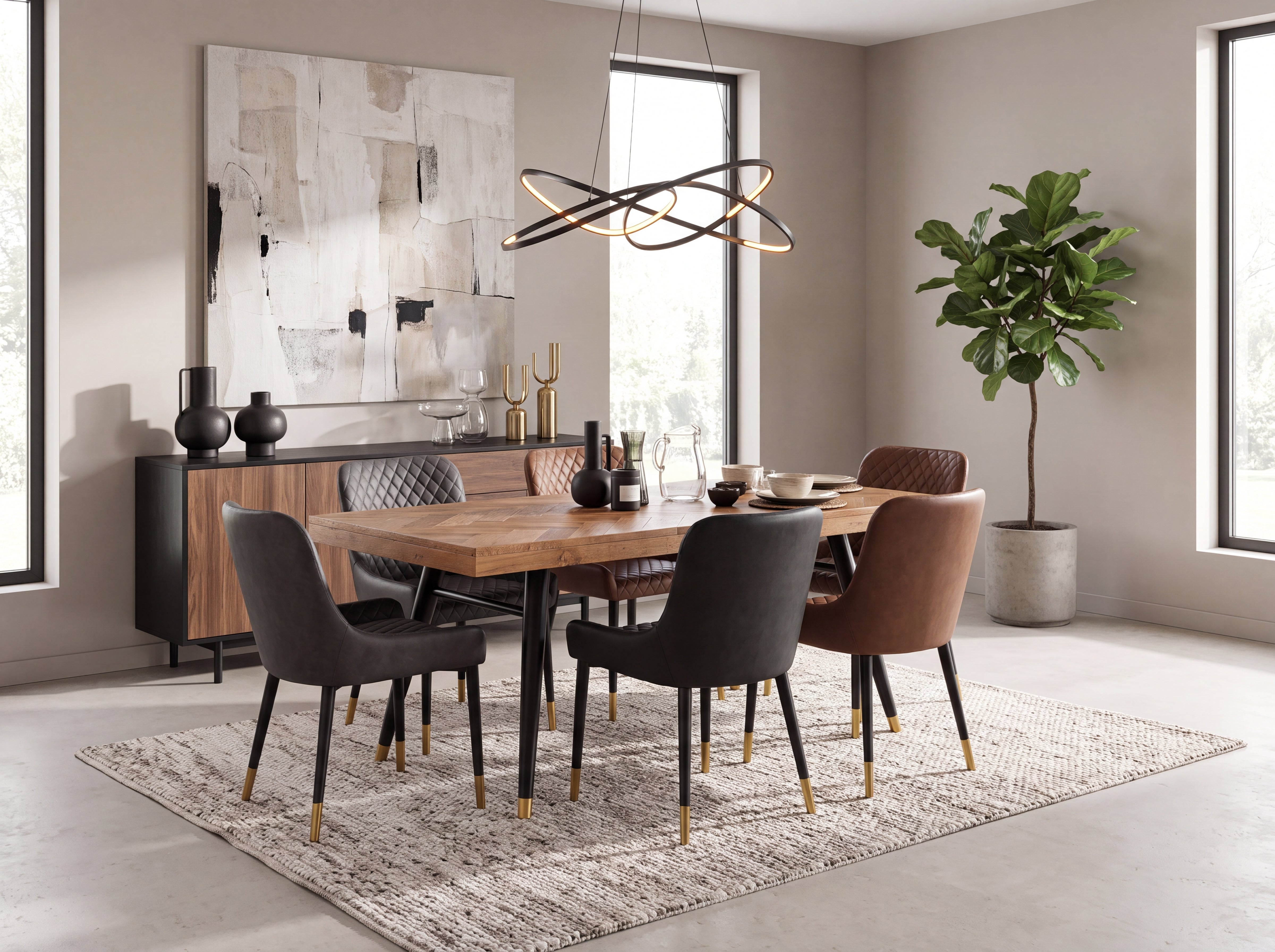 Mode Extendable Dining Table & Grey Sarah Dining Chairs